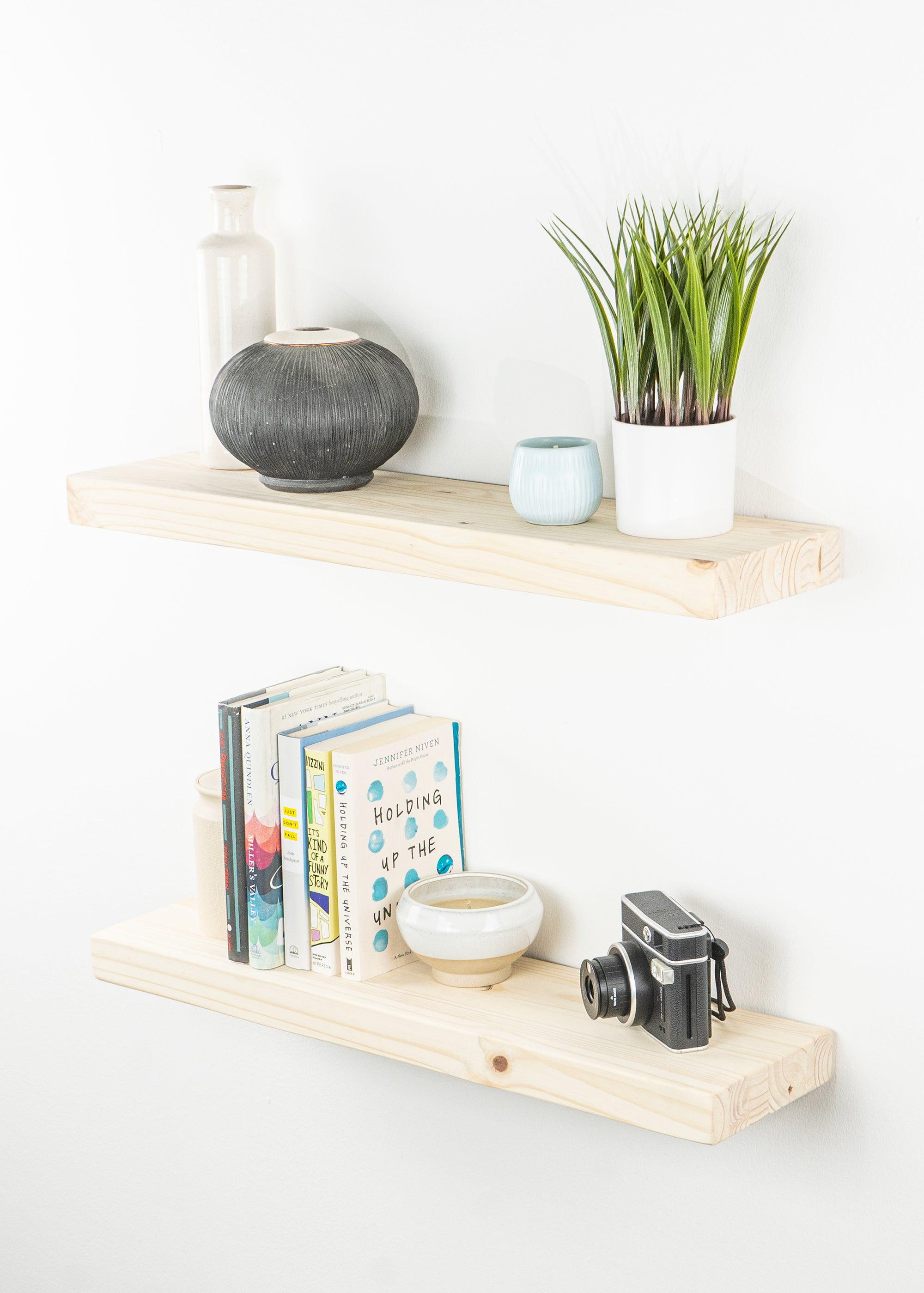 Unfinished Floating Shelf Kit - Dakota Timber Co Unfinished Shelves - DIY Floating Shelves - Light Wood Floating Shelf - Best Floating Shelves - Real Wood Shelves